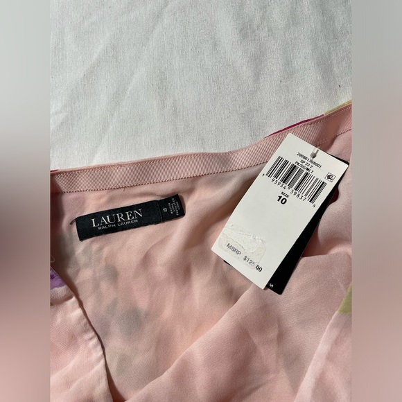 NWT Lauren Ralph Lauren Pink Chiffon Floral Print Skirt Womens size 10 - Picture 6 of 7